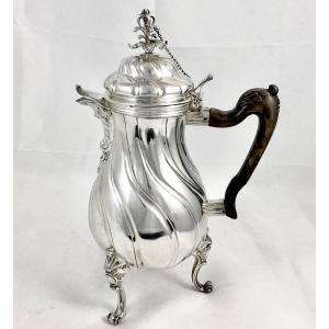 Tournai 1775, Solid Silver, Louis Quinze Coffee Pot, Laurent Detombe 