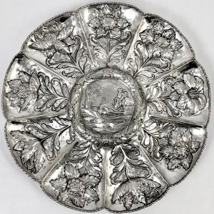 Portugal 1680-1720, Plat à Offrandes , Argent Massif , Vaisselle D’apparat 