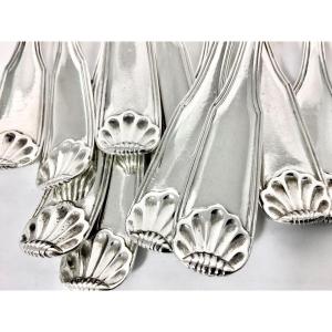  Ath 1764, 10 Dessert Spoons & 10 Désert Forks, Sterling Silver, Jean Louis Philippront