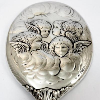 Hand Mirror , Sterling Silver, London 1902, Toilet Mirror