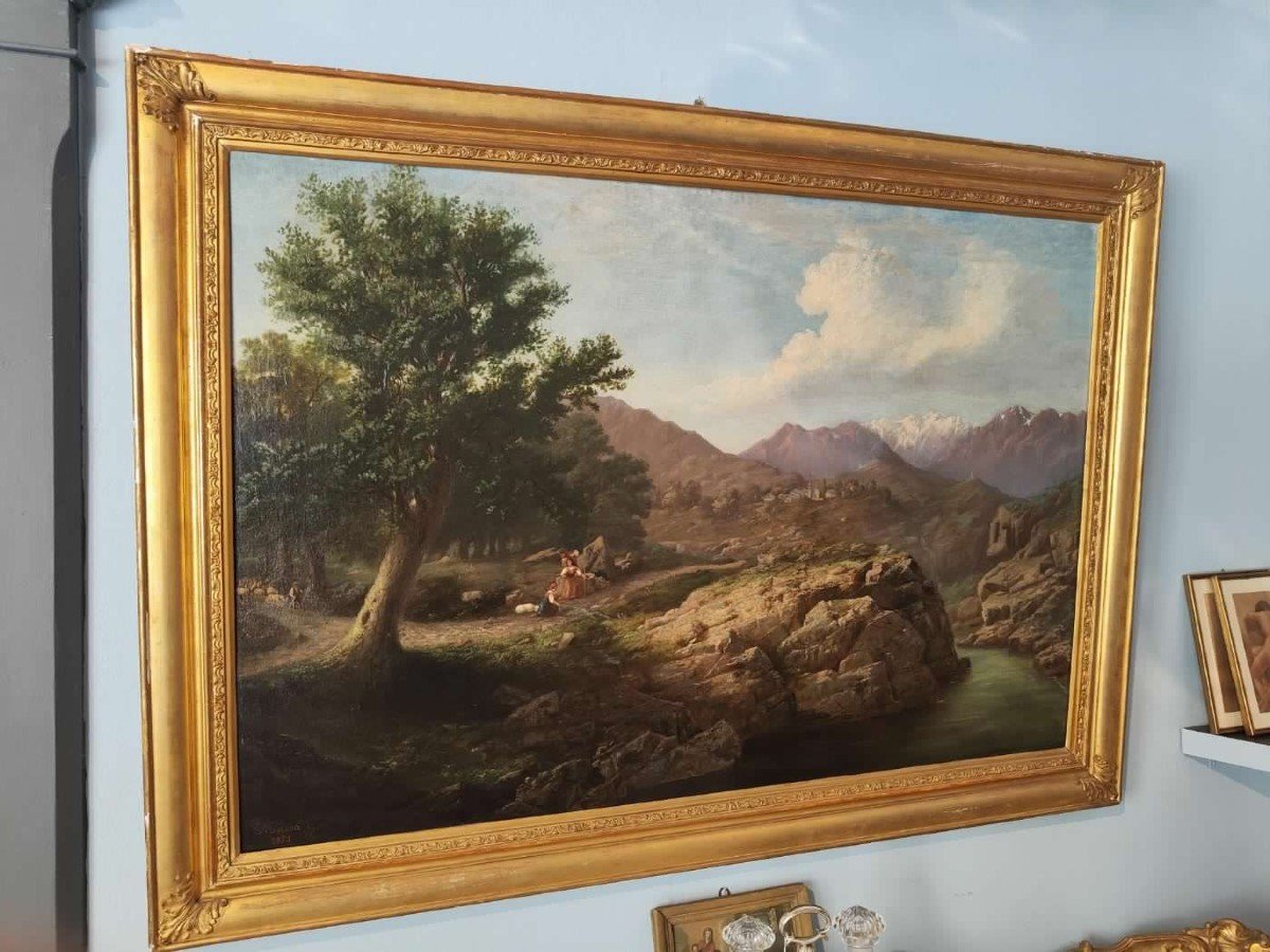 Grand Tableau, Paysage De Montagne, Peintre Massa Giuseppe-photo-2