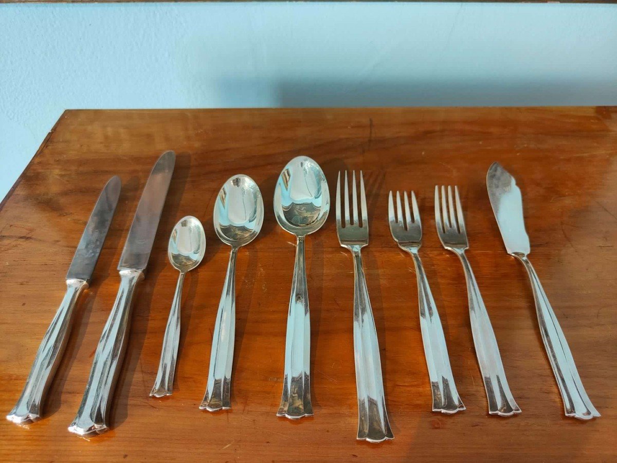 Silver Cutlery Service For 12 People, Valsodo Silversmith Florence-photo-3