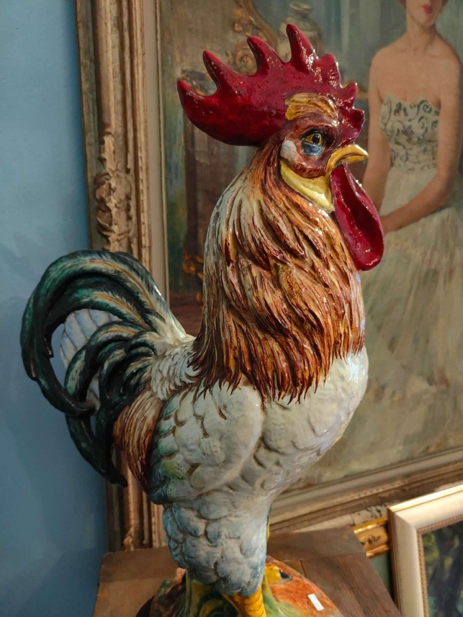 Large And Important Ceramic Rooster By Ugo Zaccagnini-photo-4