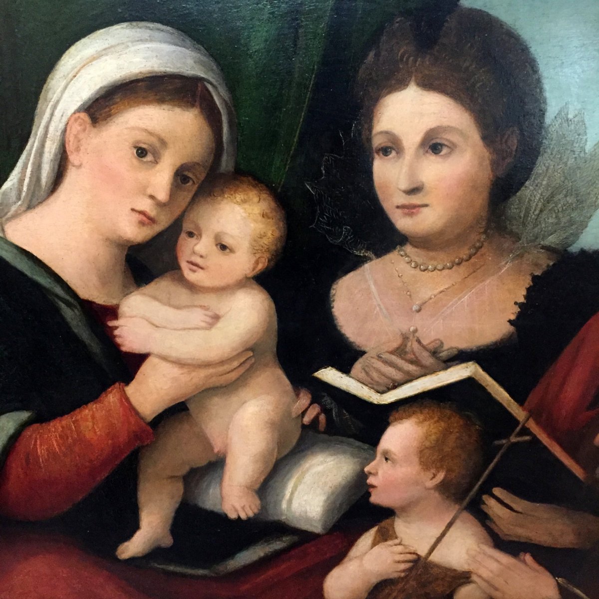 Proantic Peinture Huile Sur Panneau Repr Sentant Madonna Avec Enf