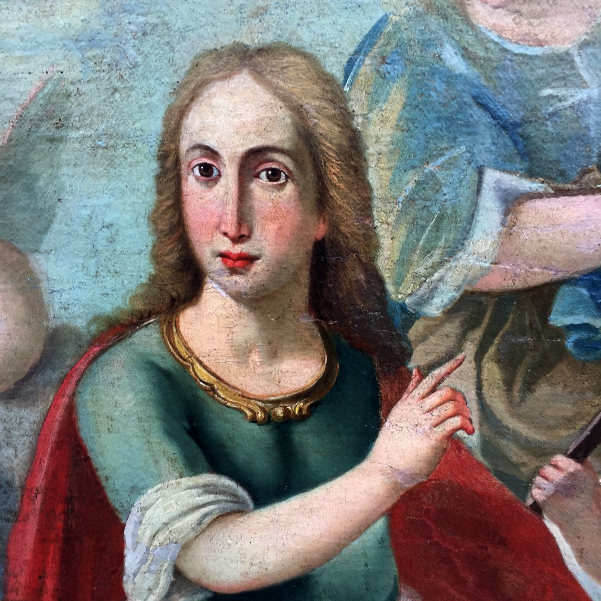 Grande Peinture à l'Huile Sur Toile Représentant  San Vito, Epoque 600-photo-1