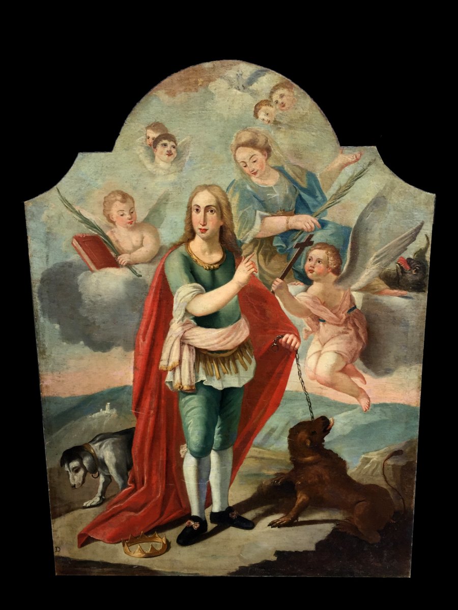 Grande Peinture à l'Huile Sur Toile Représentant  San Vito, Epoque 600