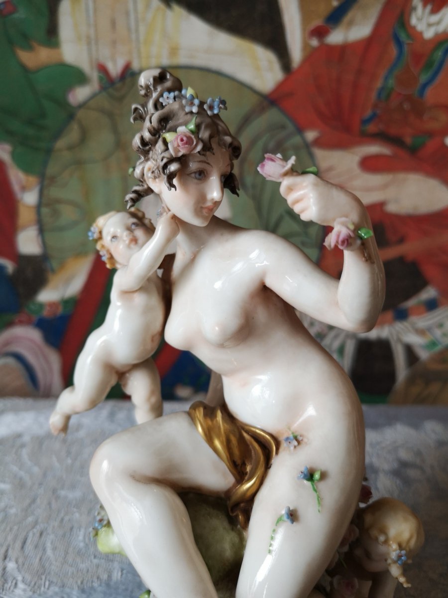  Paire De Groupes En Porcelaine De Capodimonte, Par Giuseppe Cappè -photo-1