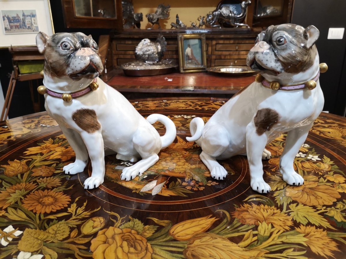 Pair Of Dresden Porcelain Dogs