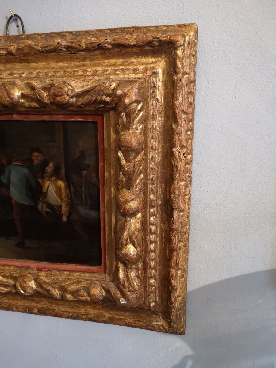 Oil Painting On Copper With Beautiful 17th Century Frame-photo-2