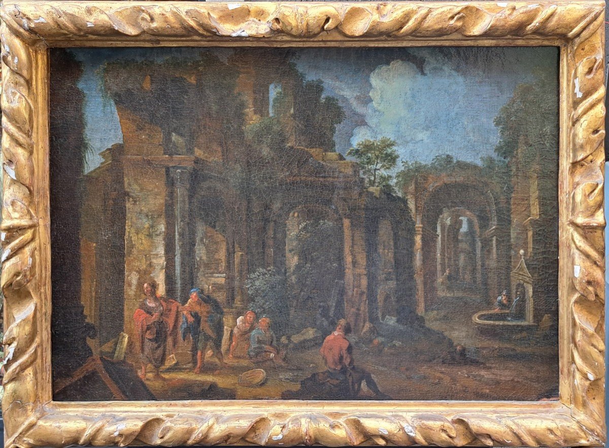 Pair Of Paintings "ruins" - Ca/1048 - XVIII Century-photo-2