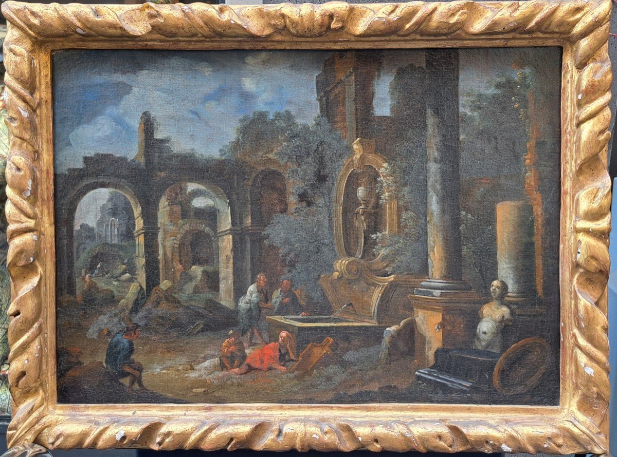 Pair Of Paintings "ruins" - Ca/1048 - XVIII Century-photo-3