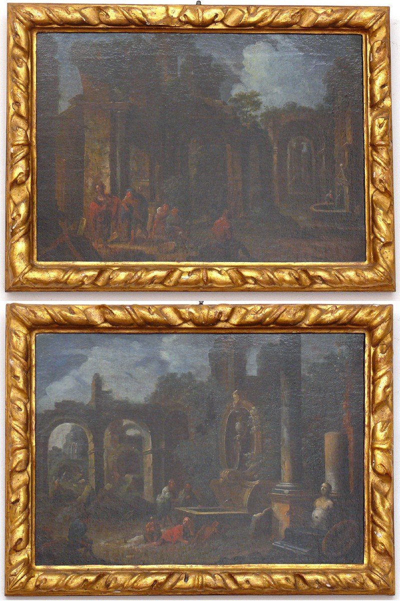 Pair Of Paintings "ruins" - Ca/1048 - XVIII Century