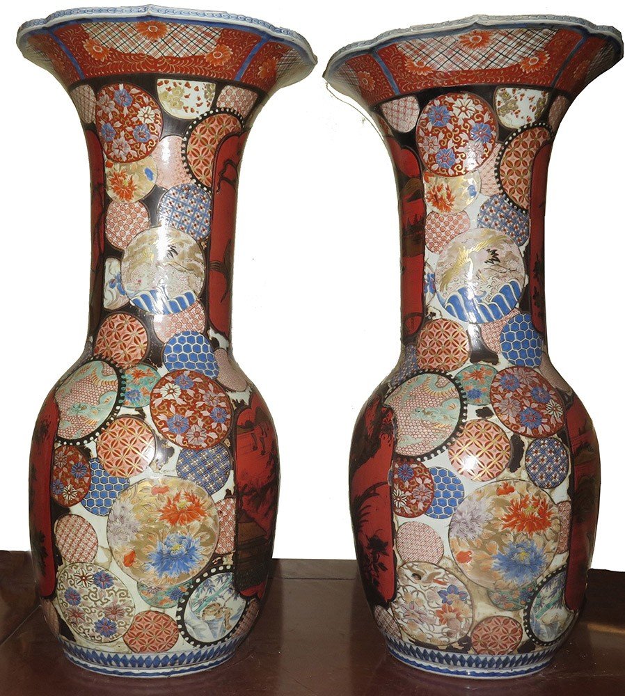 Paire De Grands Vases En Porcelaine Aux émaux Polychromes-photo-3