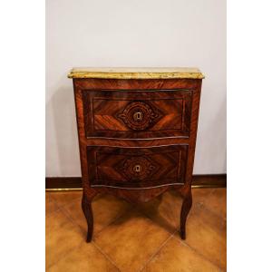 Wooden Bedside Table Inlaid With Marquetry In Precious Woods