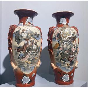 Pair Of Satsuma Vases