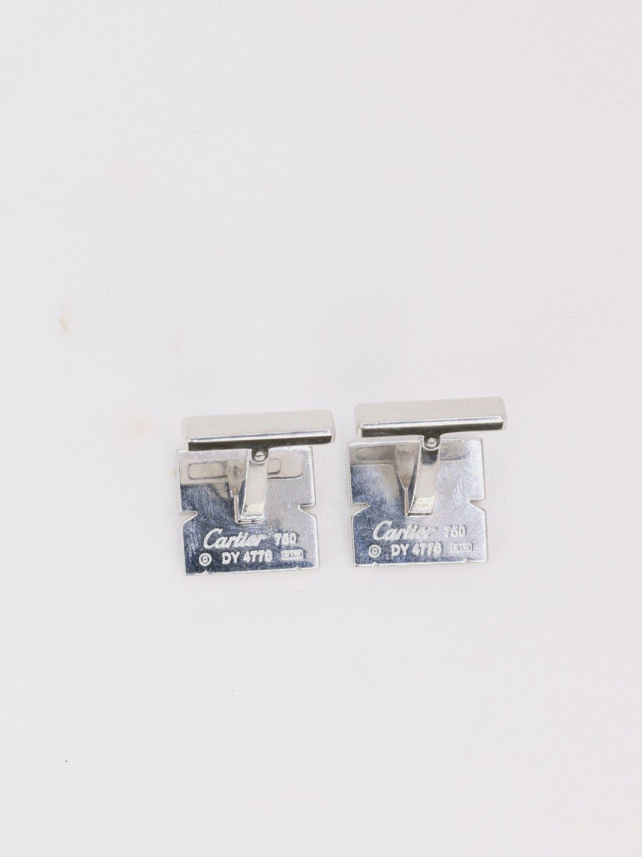 Cartier - 'tank Française' Cufflinks In White Gold-photo-4