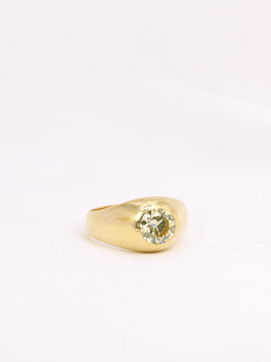 Bague Jonc En Or Et Diamant Champagne 1,4 Ct-photo-3