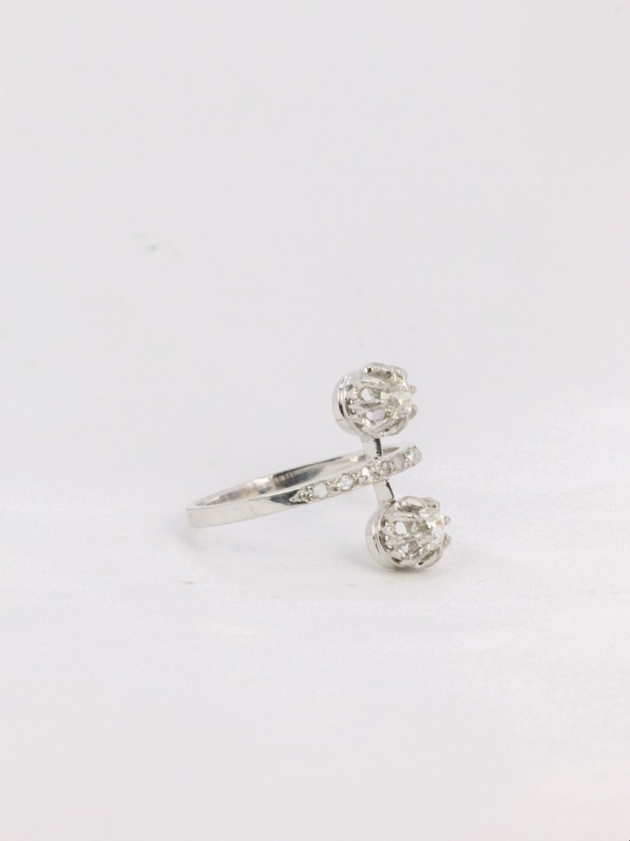 Toi Et Moi Ring In White Gold And Old Cut Diamonds-photo-3