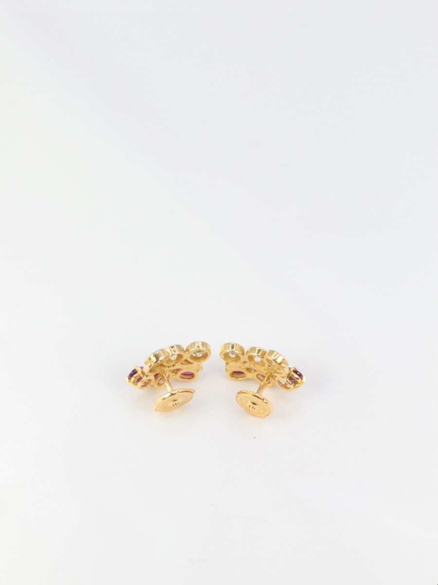 Boucles D’oreilles Vintage En Or, Diamants Et Grenats-photo-1