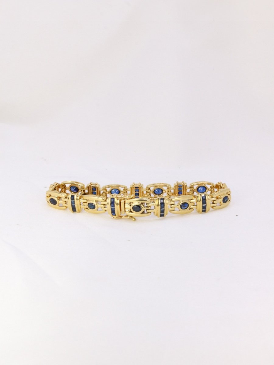 Bracelet In Gold And Oval And Calibrated Sapphires-photo-3