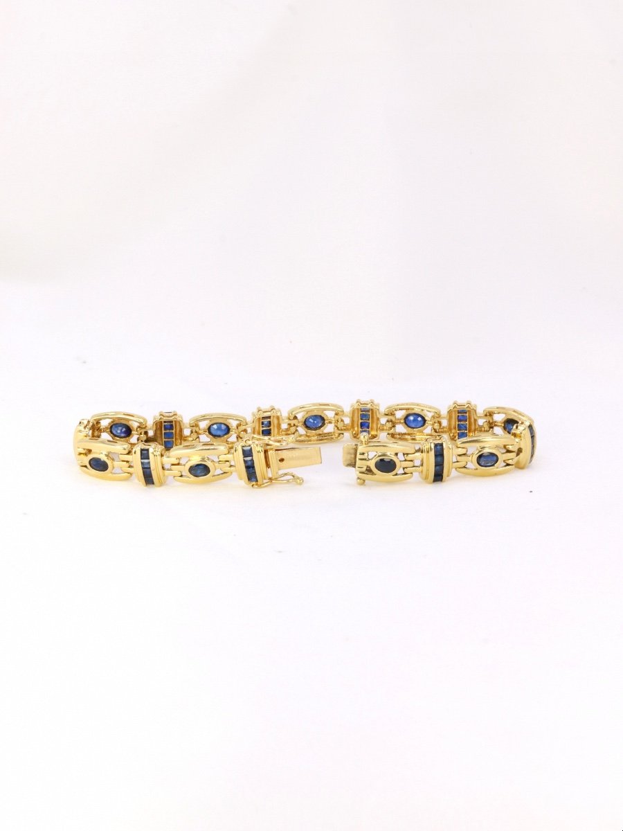 Bracelet In Gold And Oval And Calibrated Sapphires-photo-4