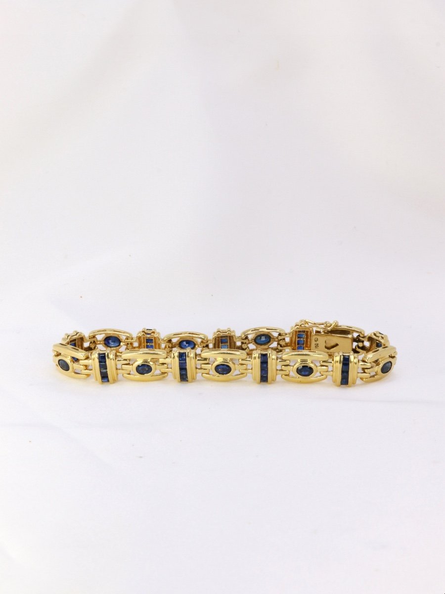 Bracelet In Gold And Oval And Calibrated Sapphires-photo-3