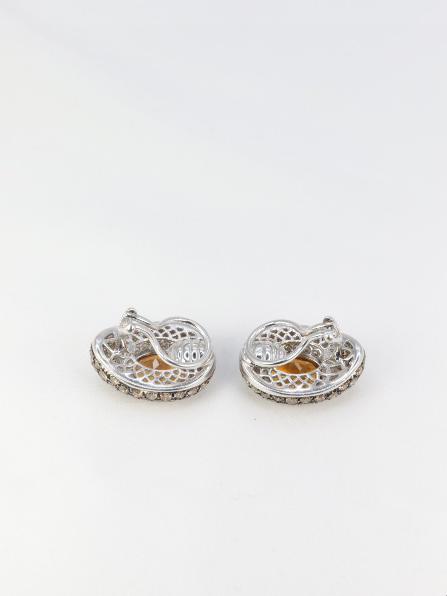 Vintage Ear Clips In Gold, Citrines, White Diamonds And Champagne-photo-1