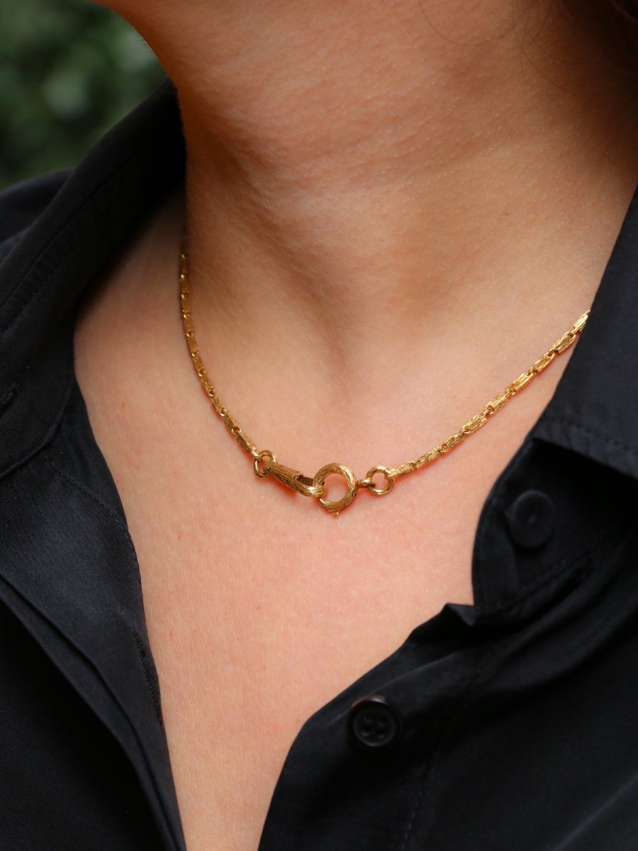 Vintage Brushed Gold Chain Necklace-photo-6