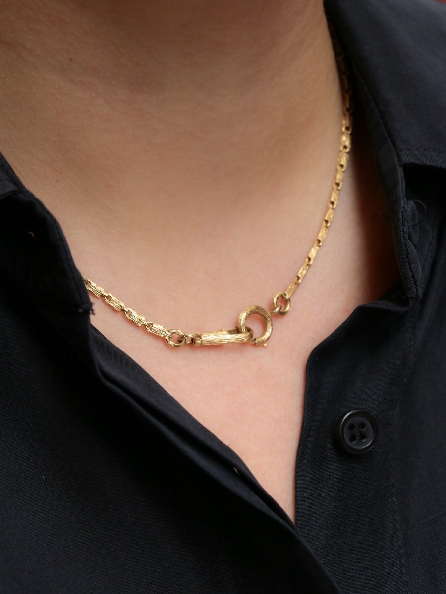 Vintage Brushed Gold Chain Necklace-photo-7