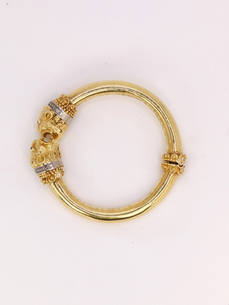 Zolotas Feline Head Bracelet In Gold, Ruby And Diamonds-photo-2