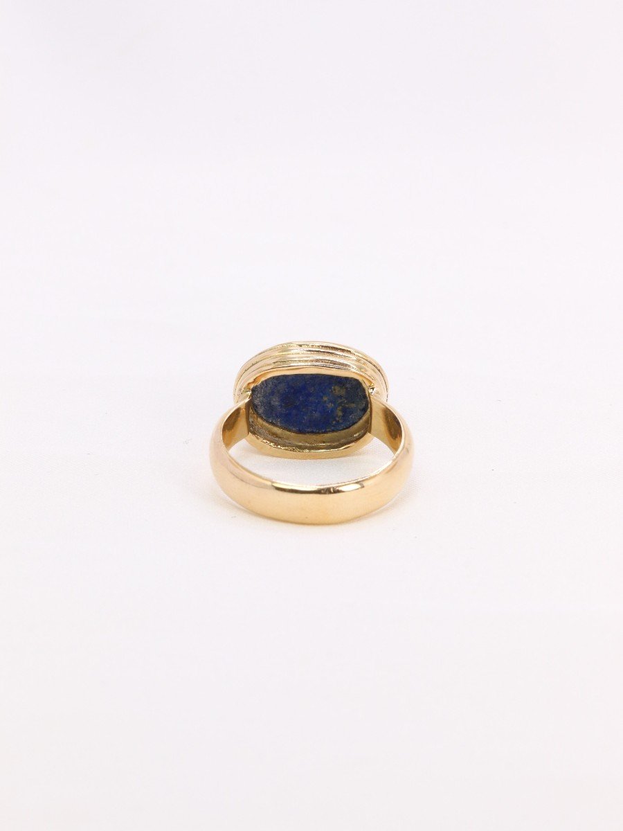 Vintage Lapis Lazuli Ring Yellow Gold-photo-4