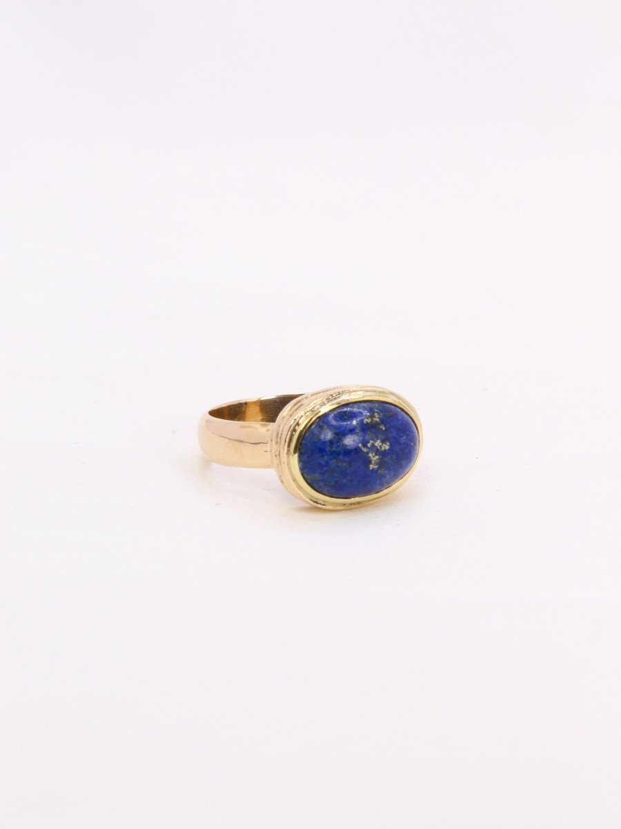 Vintage Lapis Lazuli Ring Yellow Gold-photo-2