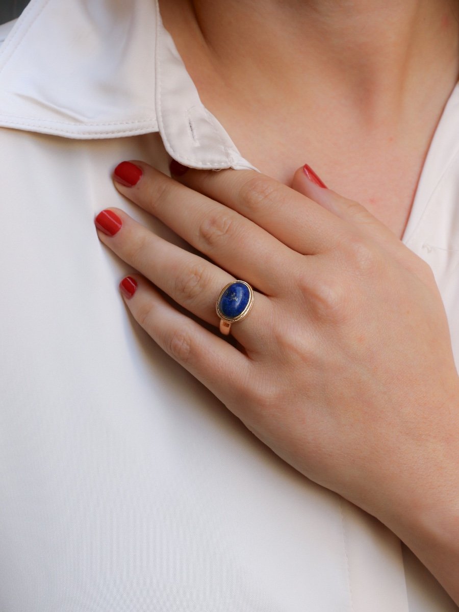 Vintage Lapis Lazuli Ring Yellow Gold-photo-3