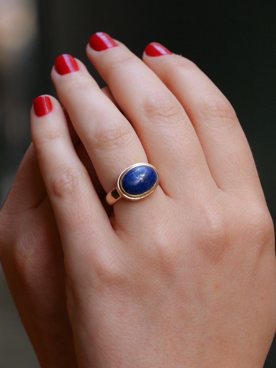 Vintage Lapis Lazuli Ring Yellow Gold-photo-4