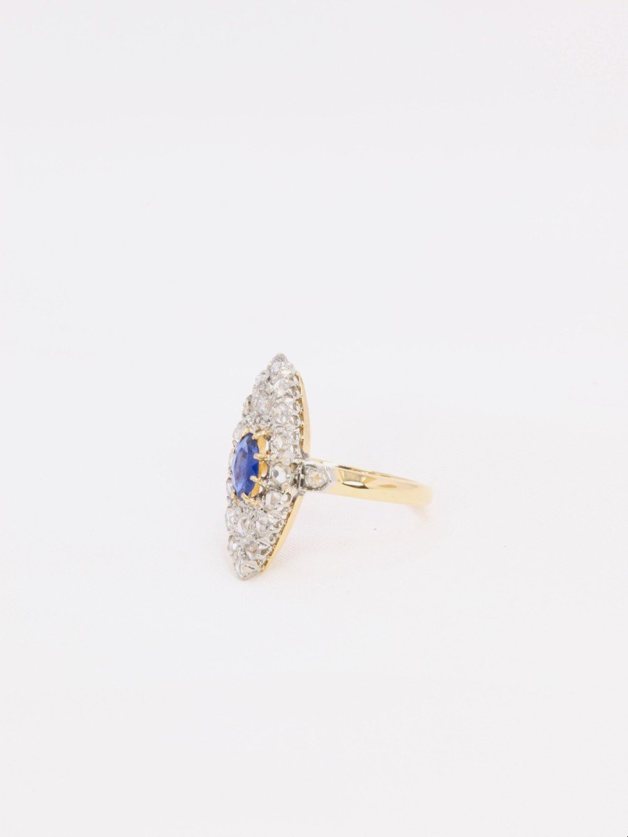 Bague Marquise Diamants Saphir-photo-3