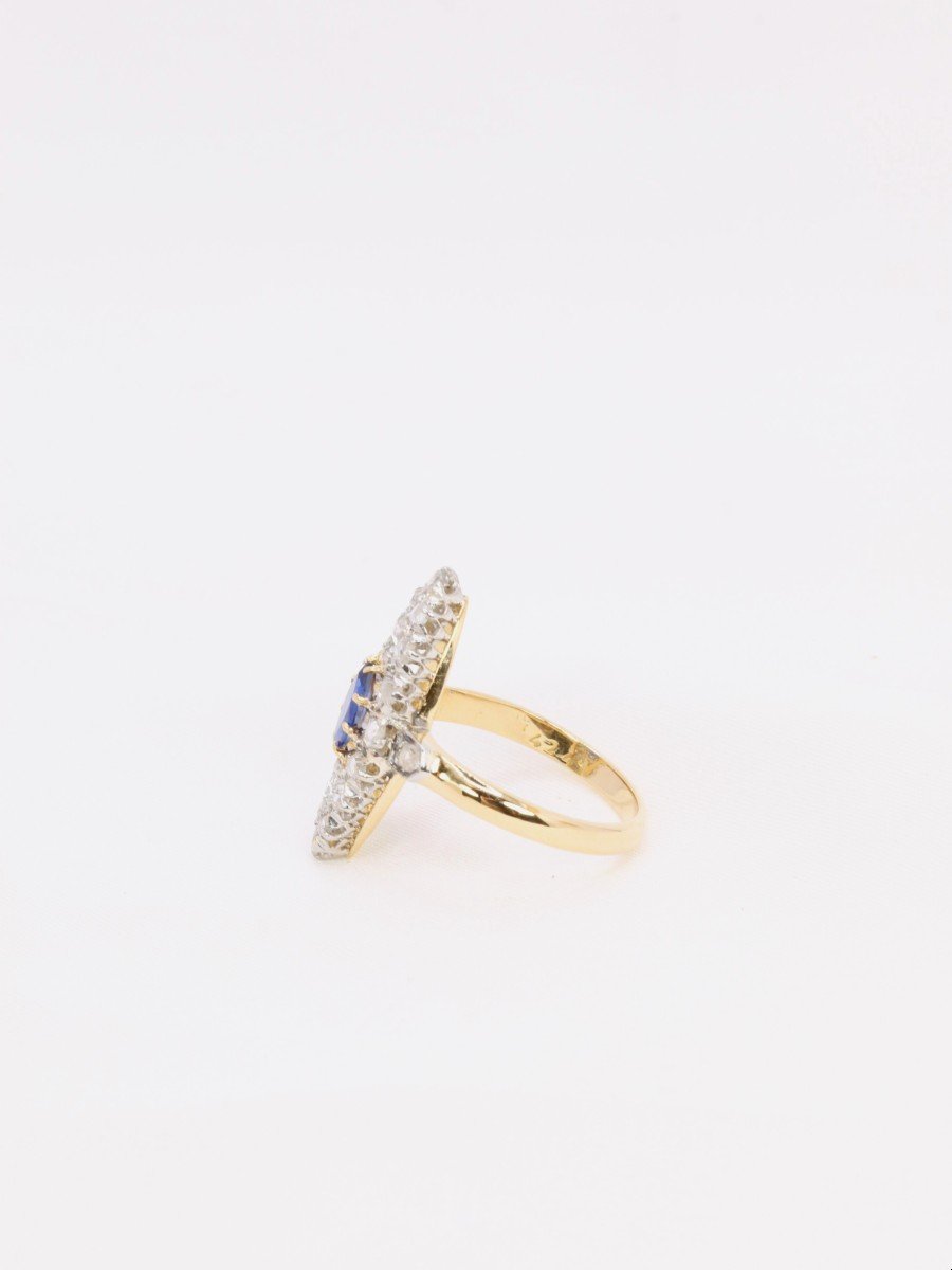 Bague Marquise Diamants Saphir-photo-4