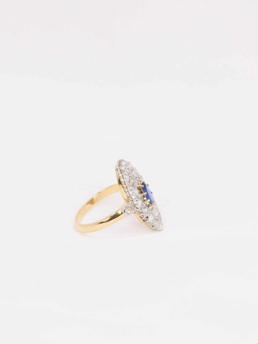 Bague Marquise Diamants Saphir-photo-2