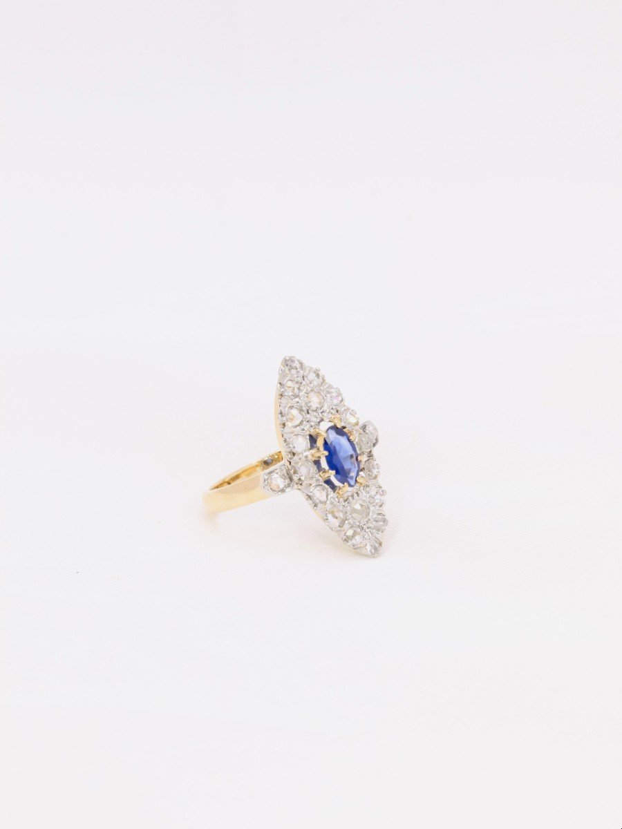 Bague Marquise Diamants Saphir-photo-3