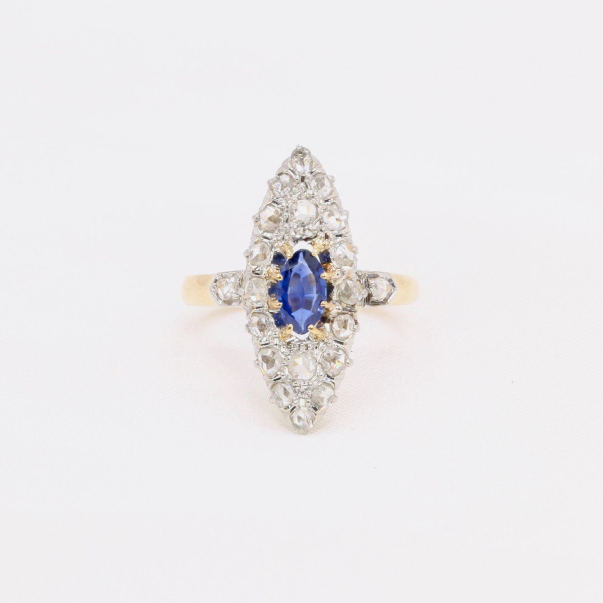 Bague Marquise Diamants Saphir