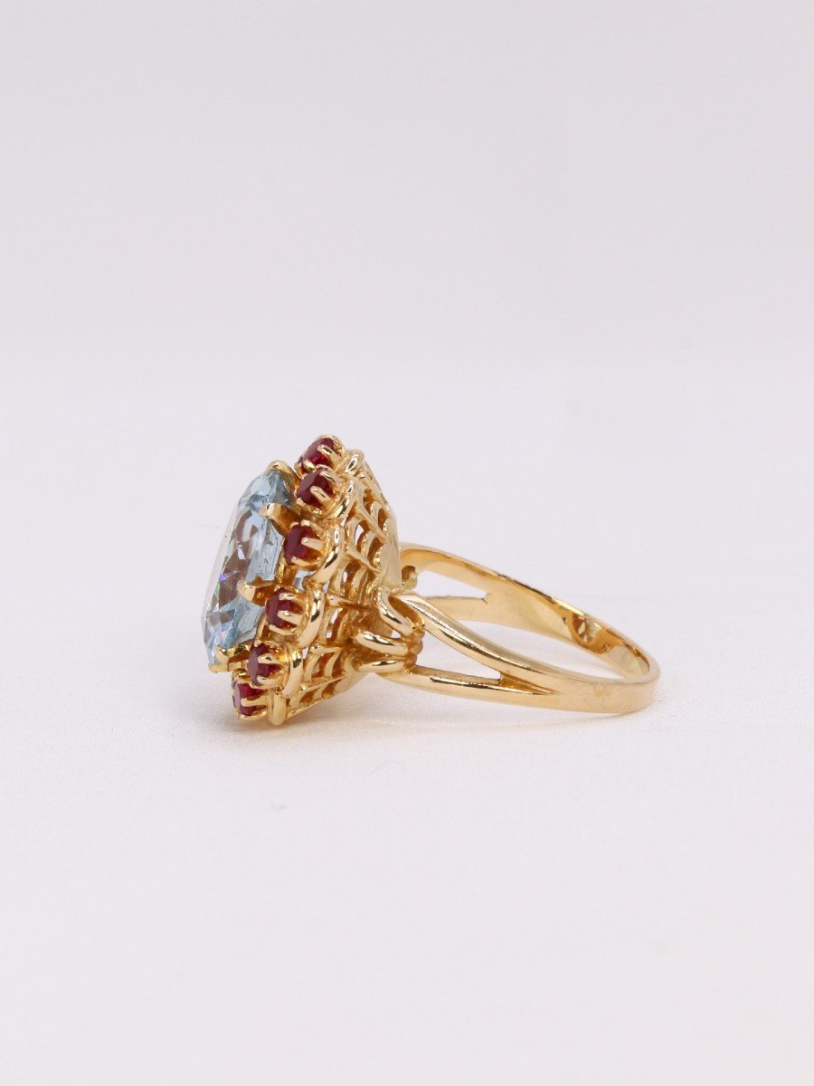 Aquamarine And Ruby Cocktail Ring-photo-3