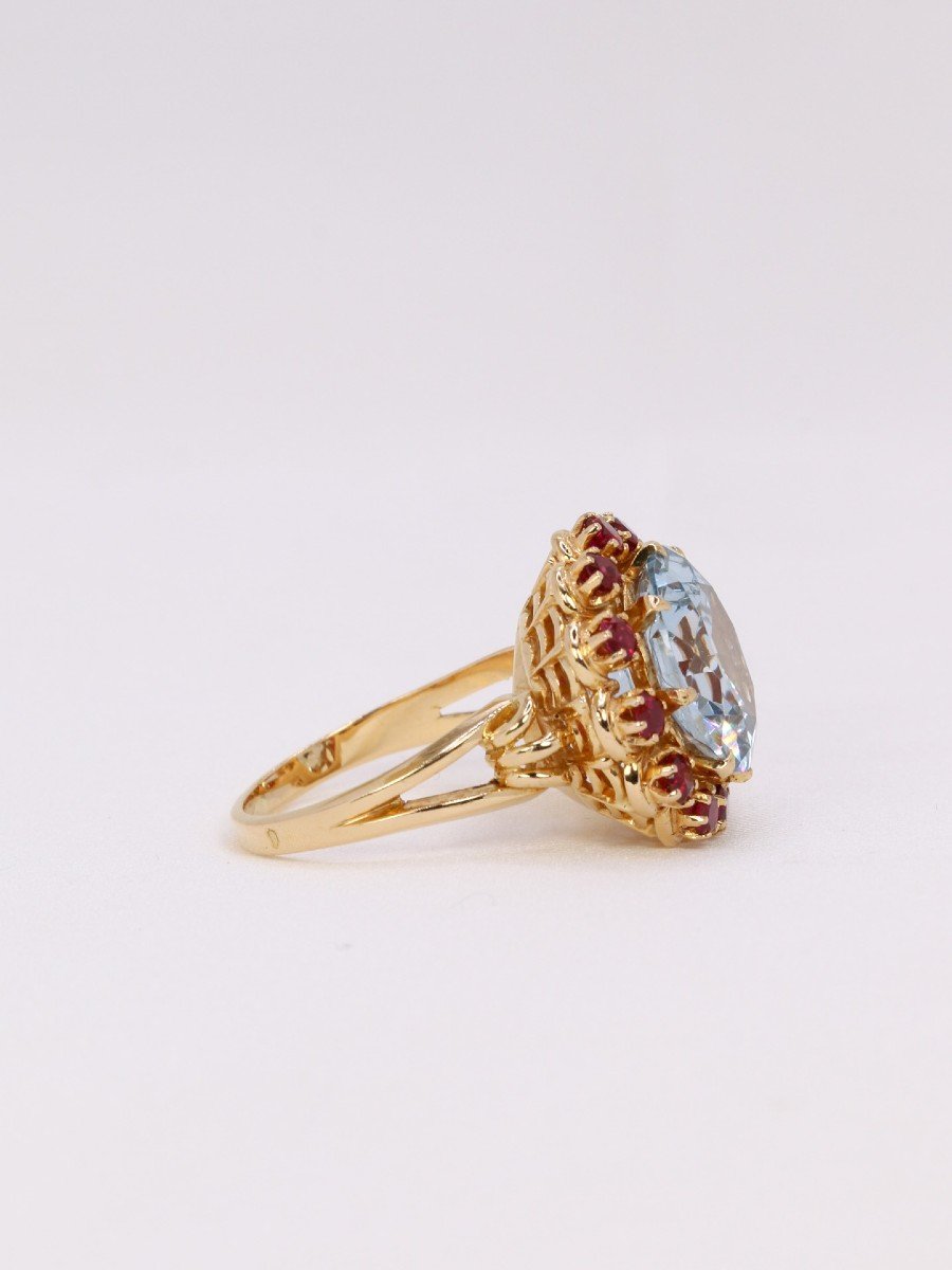 Aquamarine And Ruby Cocktail Ring-photo-1