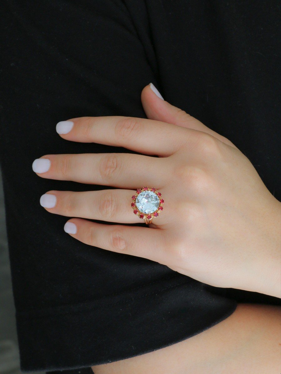 Aquamarine And Ruby Cocktail Ring-photo-4
