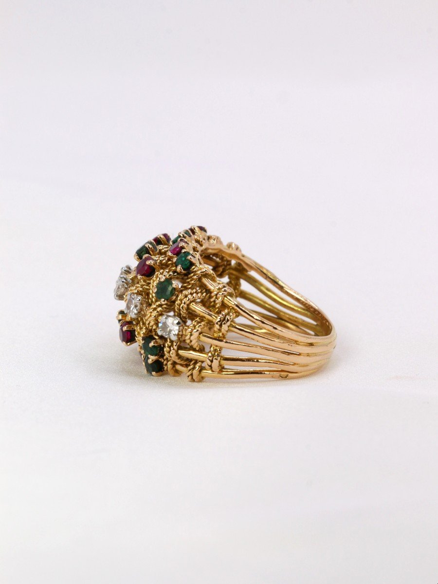 Diamonds Ruby Emeralds Gold Ring -photo-4