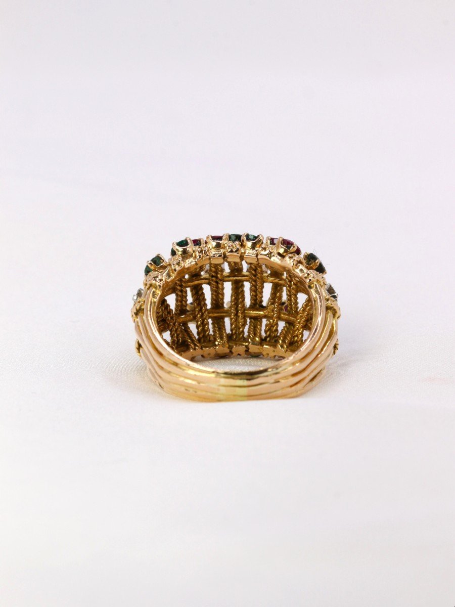 Diamonds Ruby Emeralds Gold Ring -photo-1