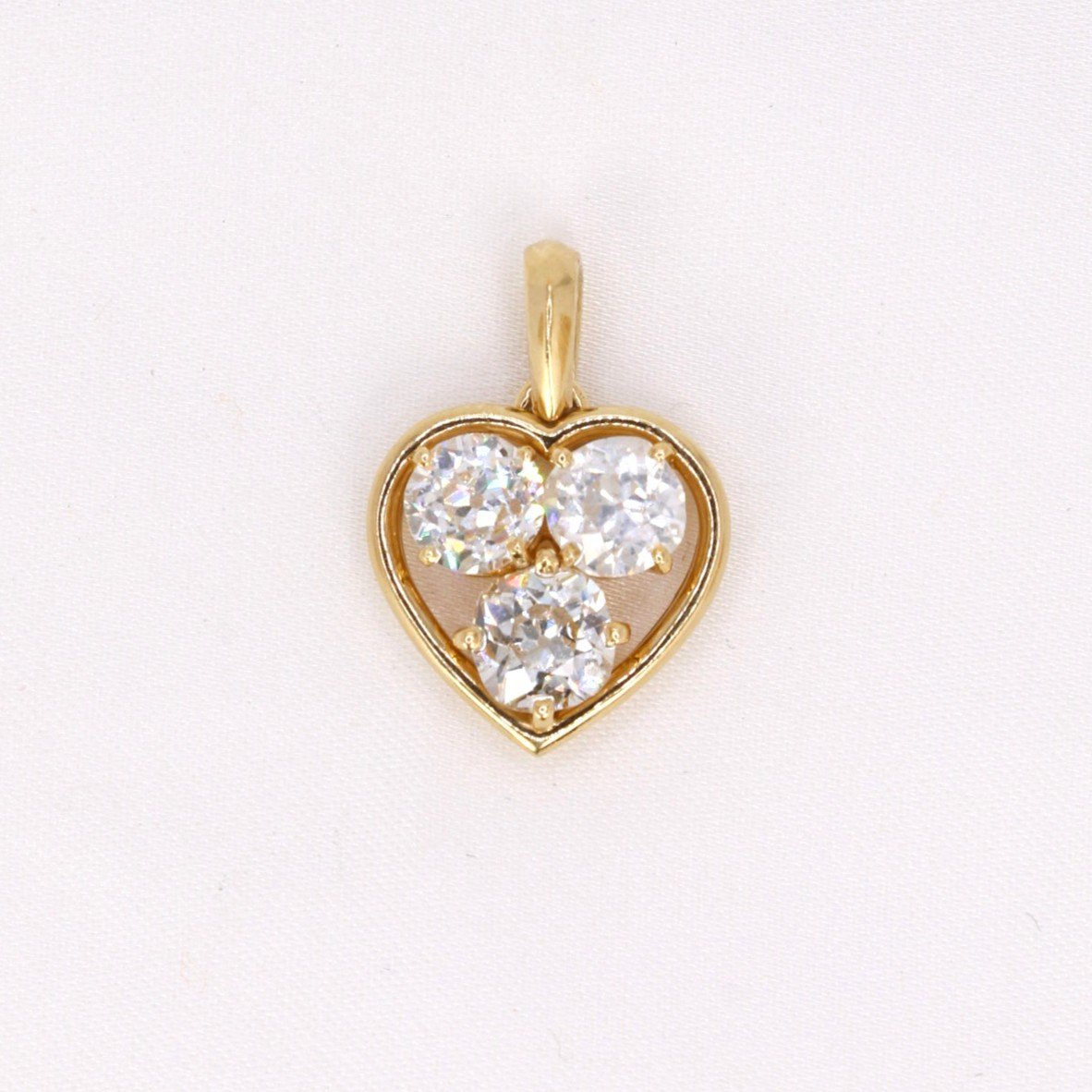 Old Mine Cut Diamond Heart Pendant