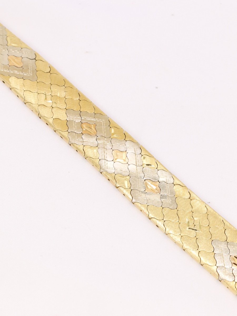 Vintage 3 Gold Honeycomb Link Bracelet-photo-4