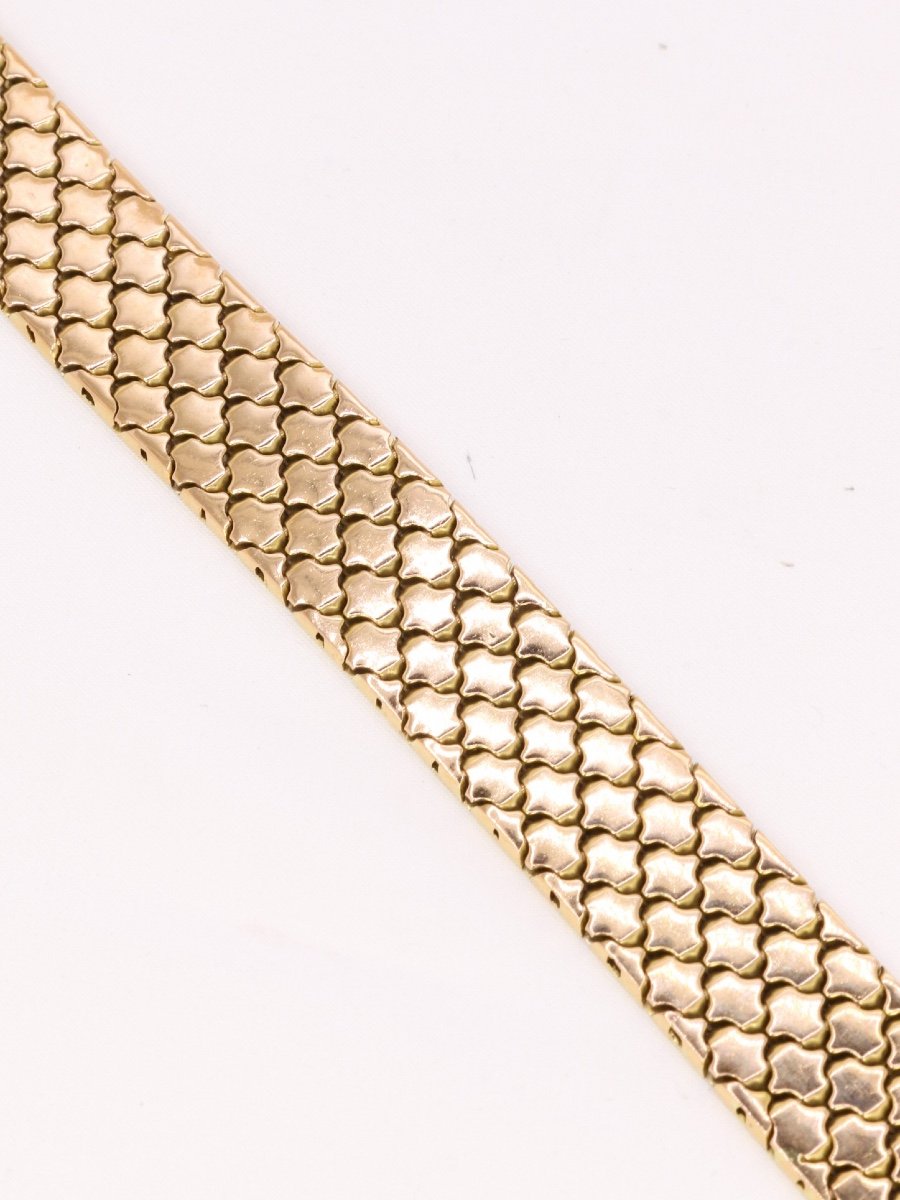 Vintage 3 Gold Honeycomb Link Bracelet-photo-5