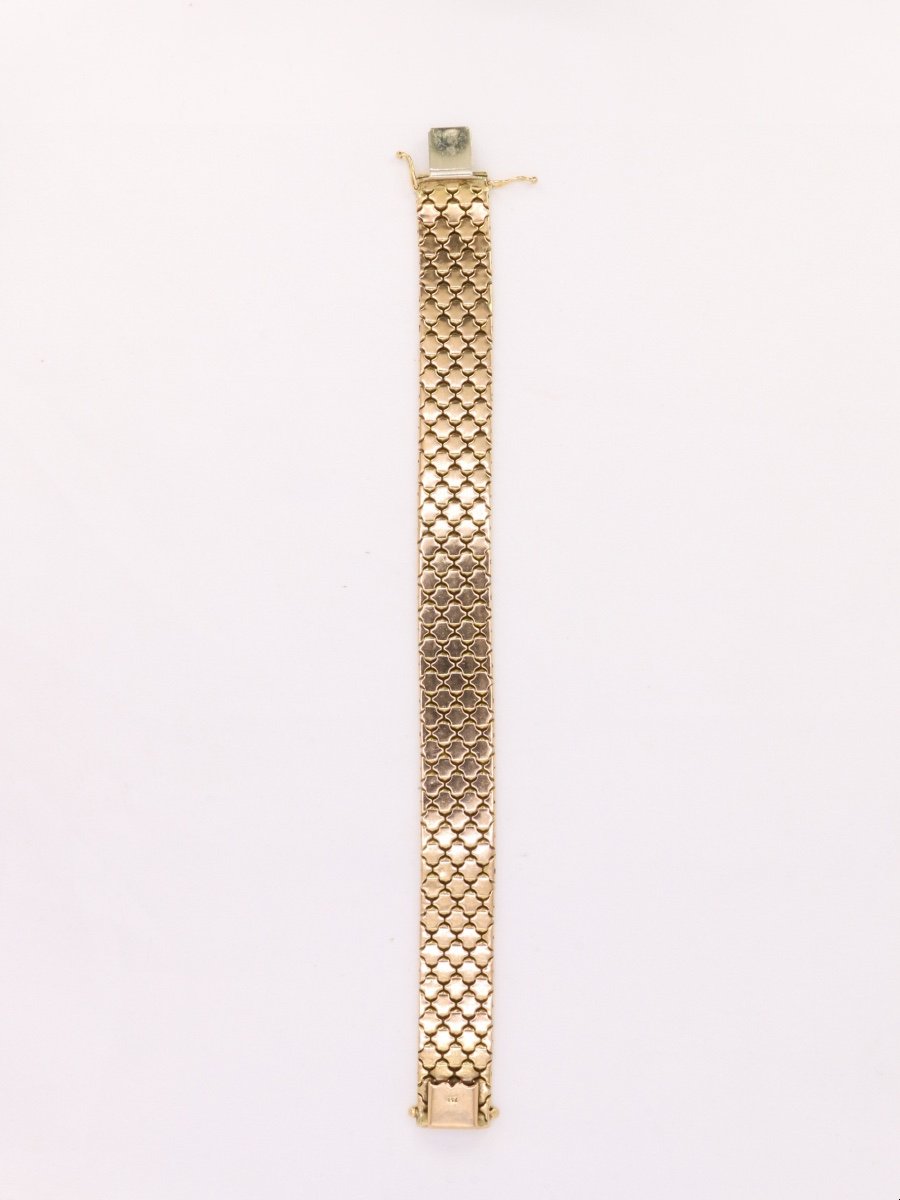 Vintage 3 Gold Honeycomb Link Bracelet-photo-6