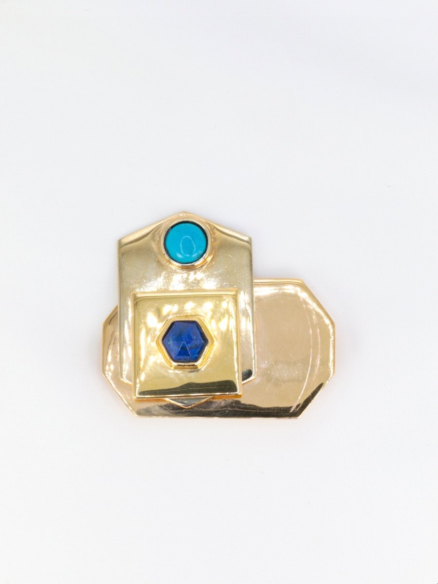 Broche Piero Dorazio Artcurial Or Jaune Lapis-lazuli Turquoise-photo-4