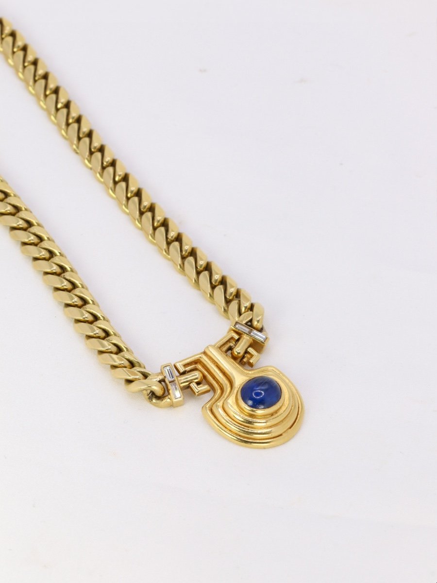 Bvlgari Vintage Yellow Gold Diamond Sapphire Necklace-photo-4